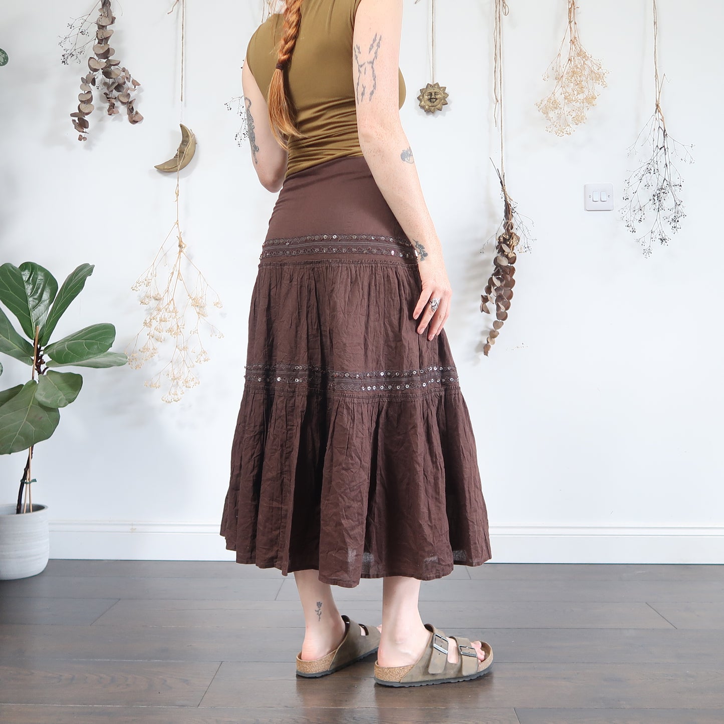 Brown tiered skirt - size S
