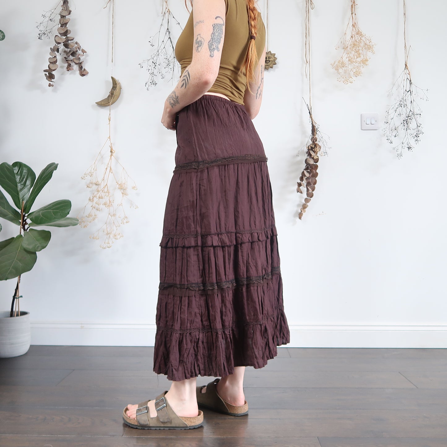 Brown tiered skirt - size XL