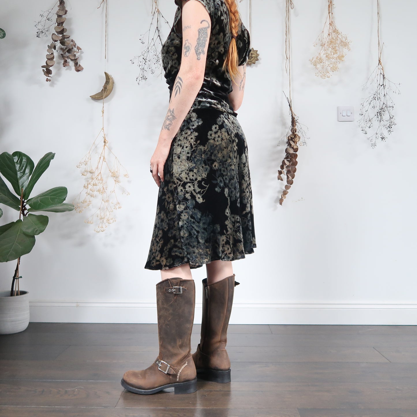 Floral velvet dress - size S/M