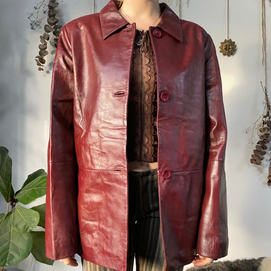 Red leather jacket - size L