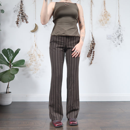 Brown pinstripe trousers - size S