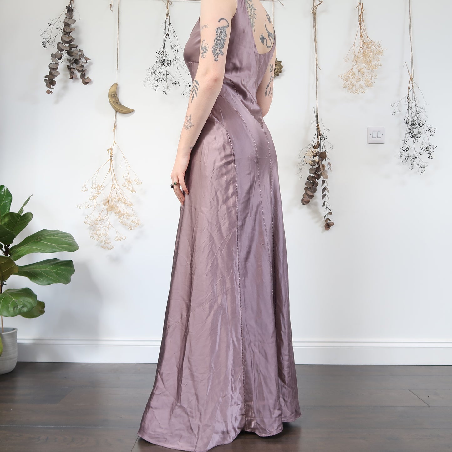 Lavender satin dress - size M