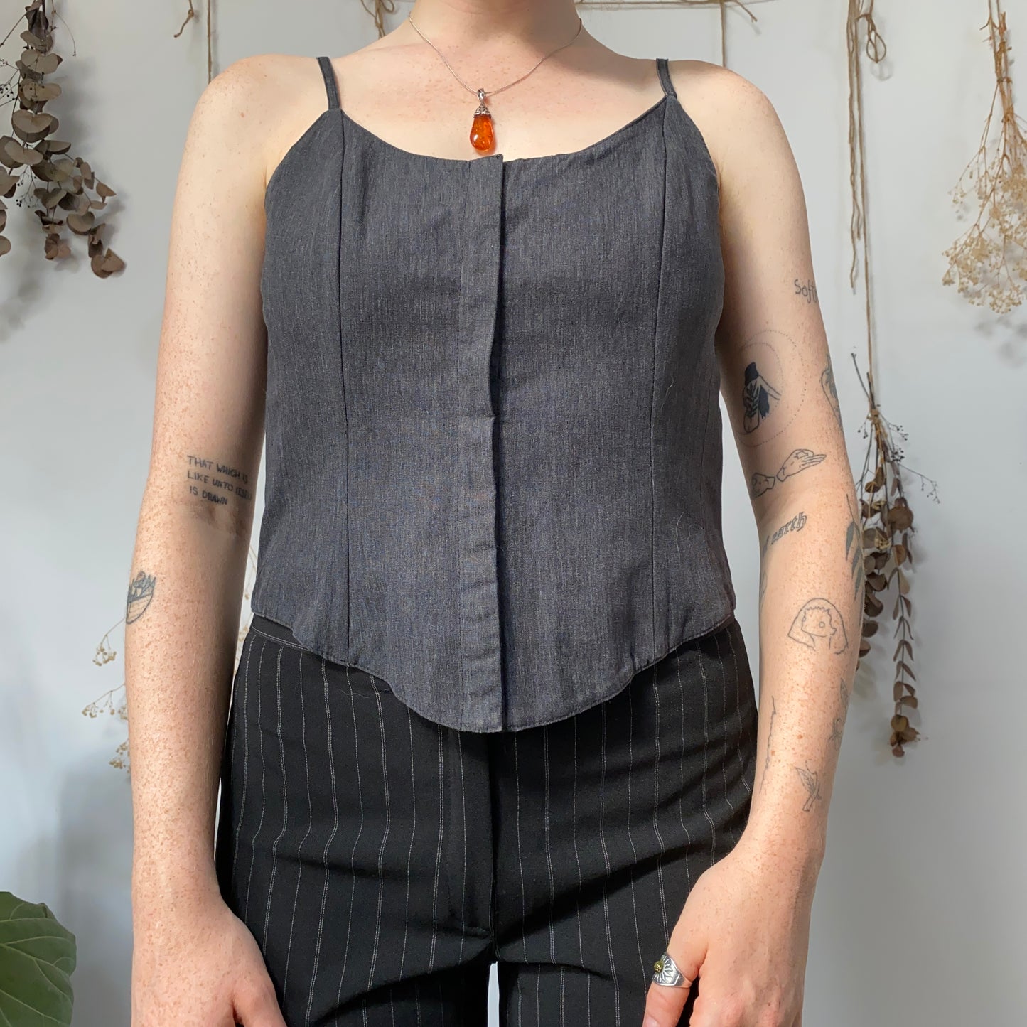 Grey corset top - size M