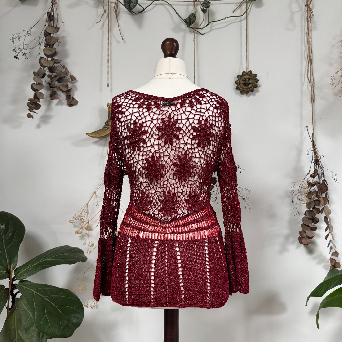 Red crochet top - size M