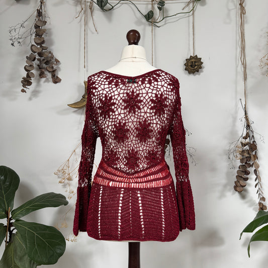 Red crochet top - size M