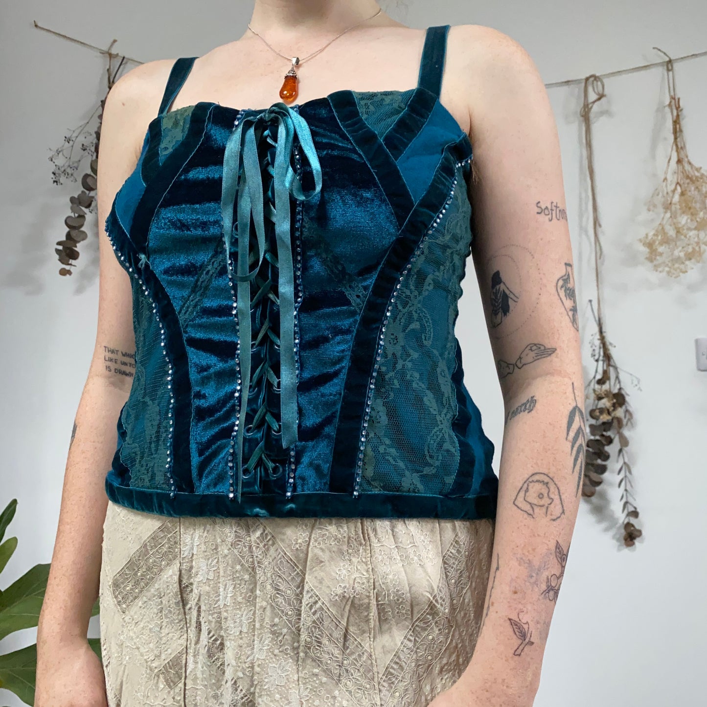 Blue corset top - size 10/12