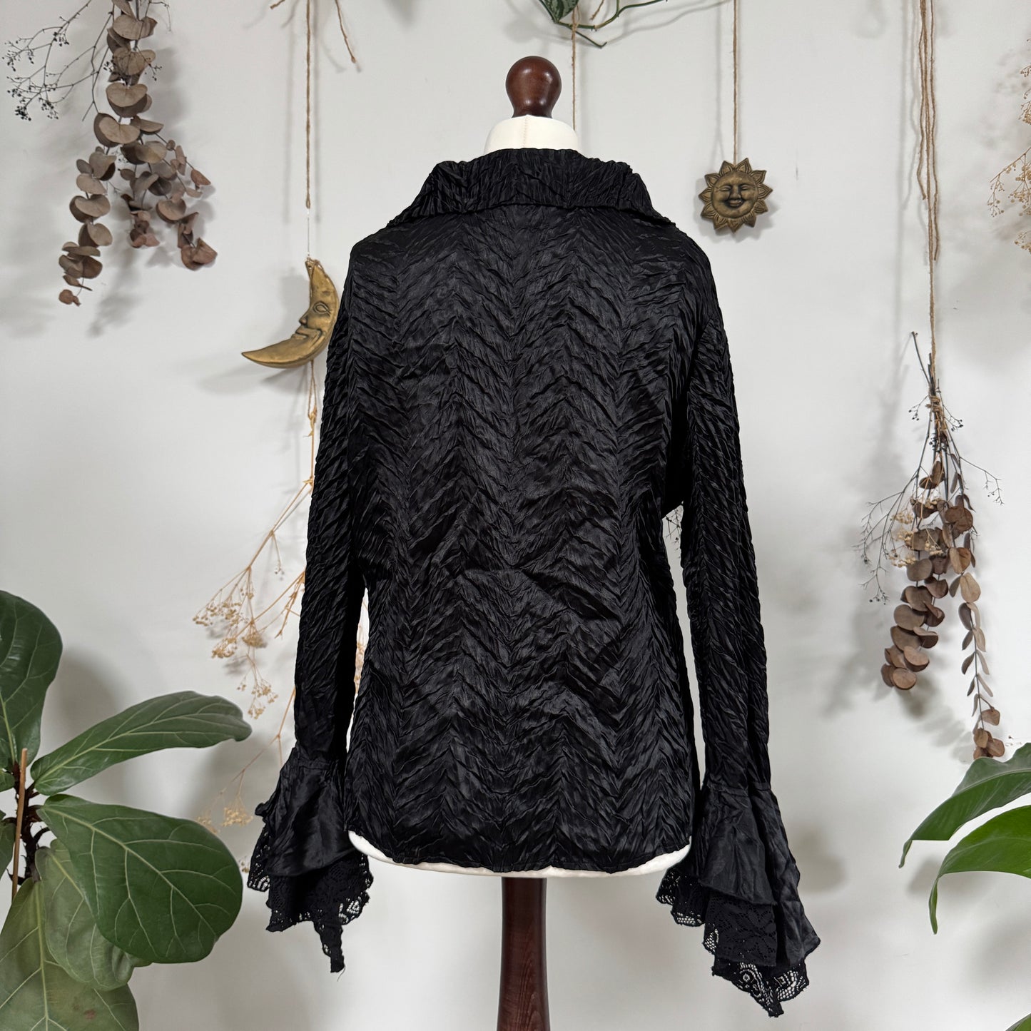 Black ruffle blouse - size L