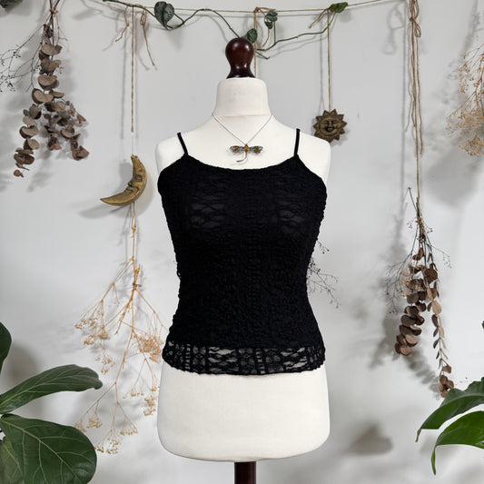 Black lace mesh cami - size S/M