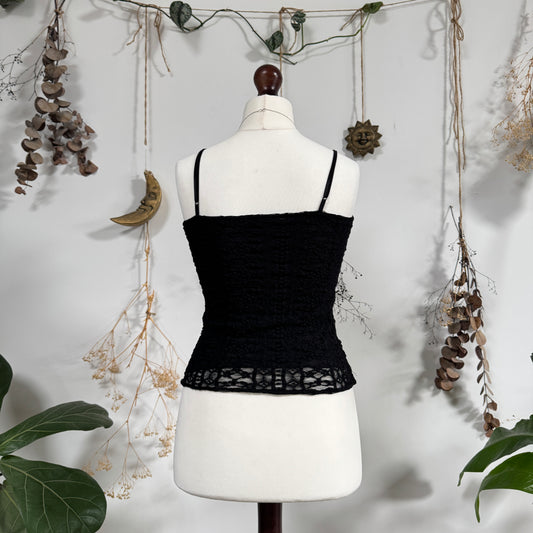Black lace mesh cami - size S/M