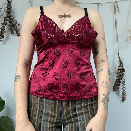 Burgundy butterfly cami - size M