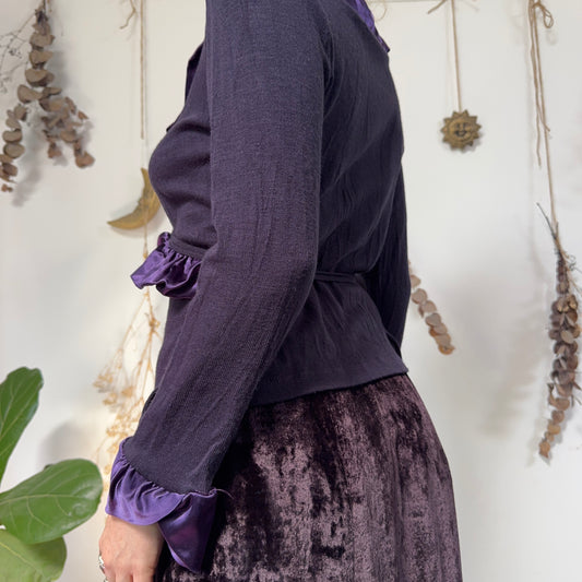 Purple knit wrap top - size M/L