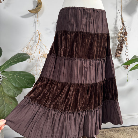 Brown tiered skirt - size L