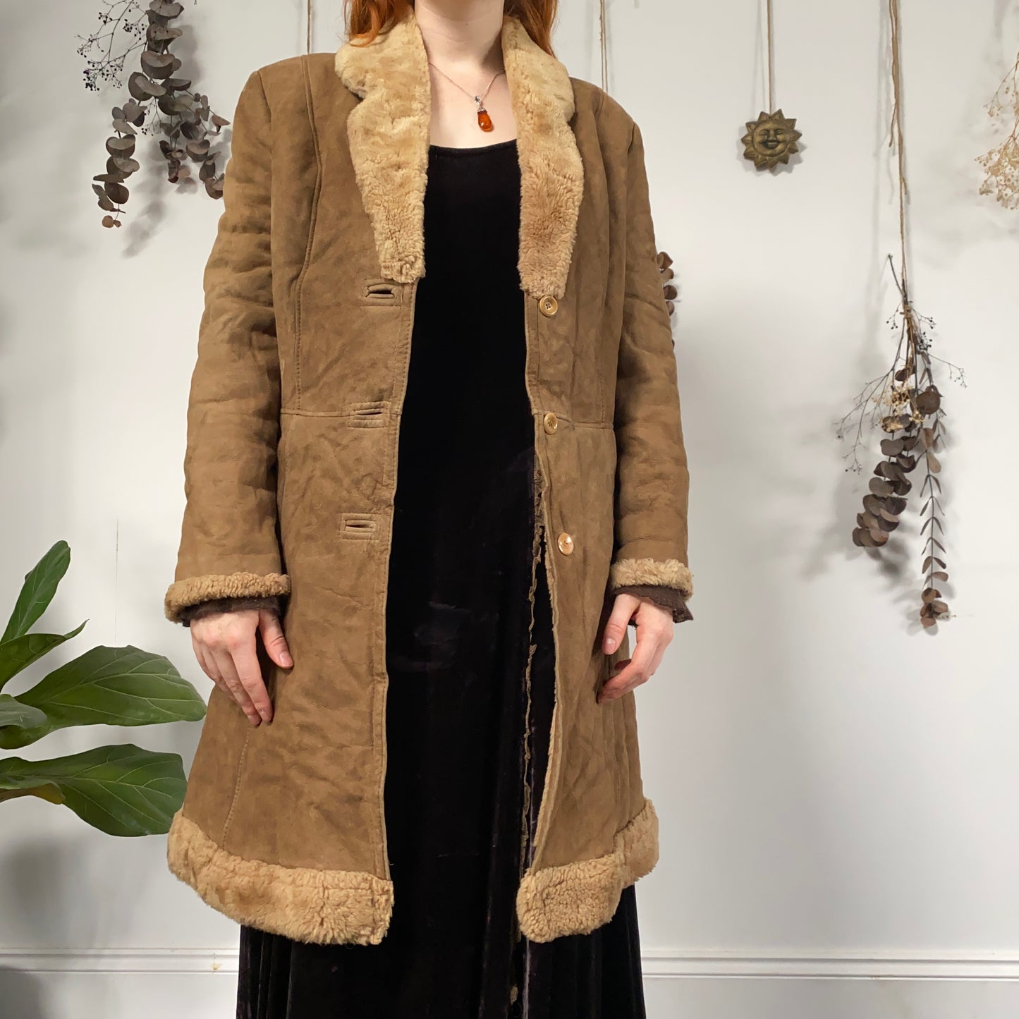 Tan sheepskin coat - size M