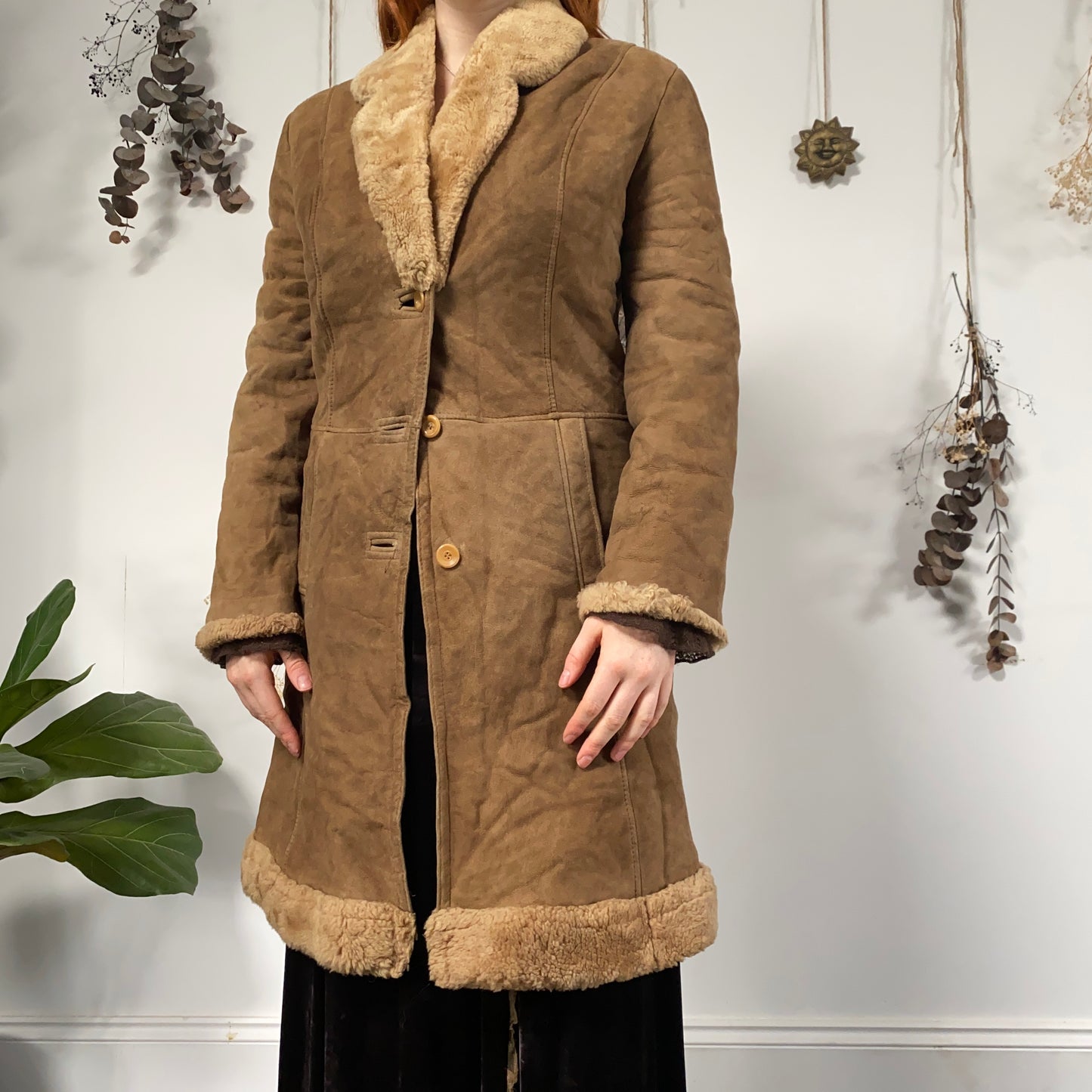 Tan sheepskin coat - size M