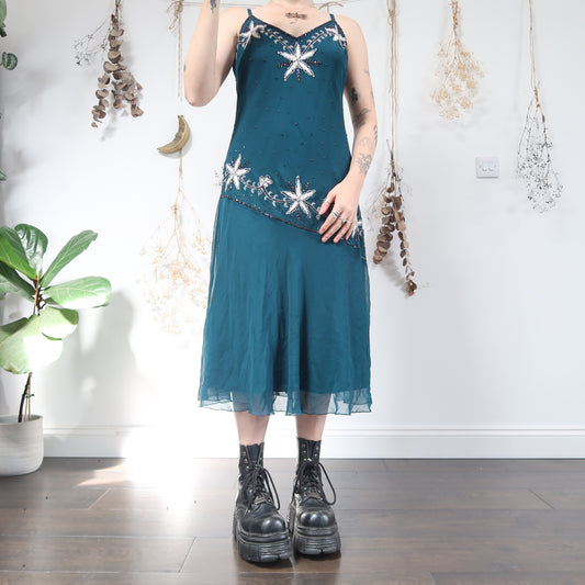 Teal beaded dress - size M/L