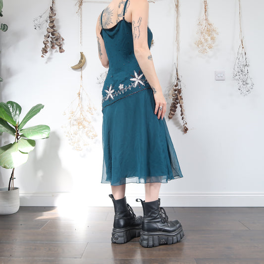 Teal beaded dress - size M/L