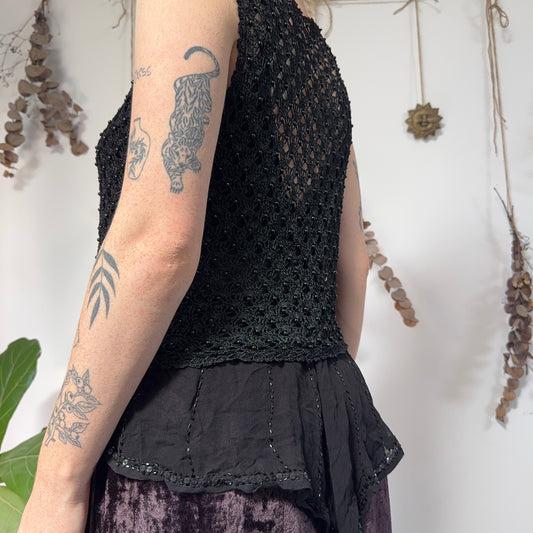 Black crochet waistcoat - size M