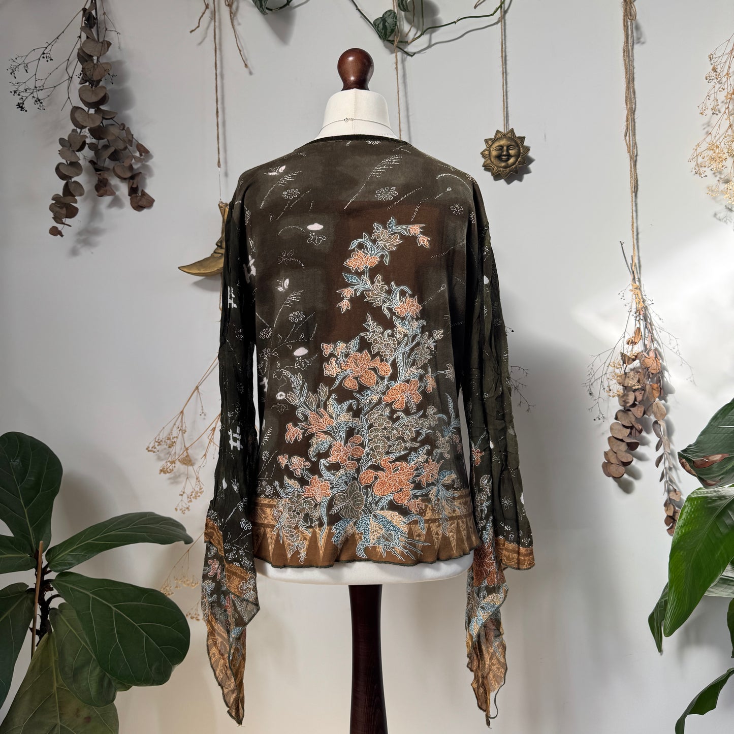 Khaki floral top - size XL