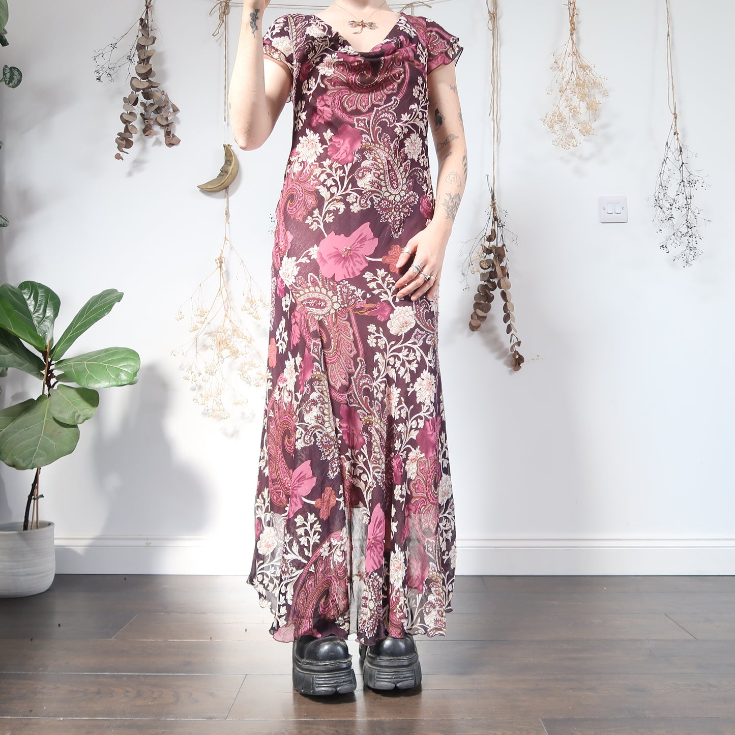 Purple floral dress - size M