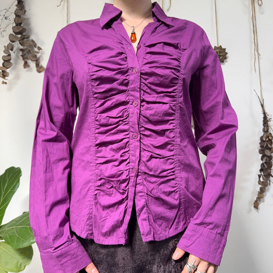 Purple ruched shirt - size L