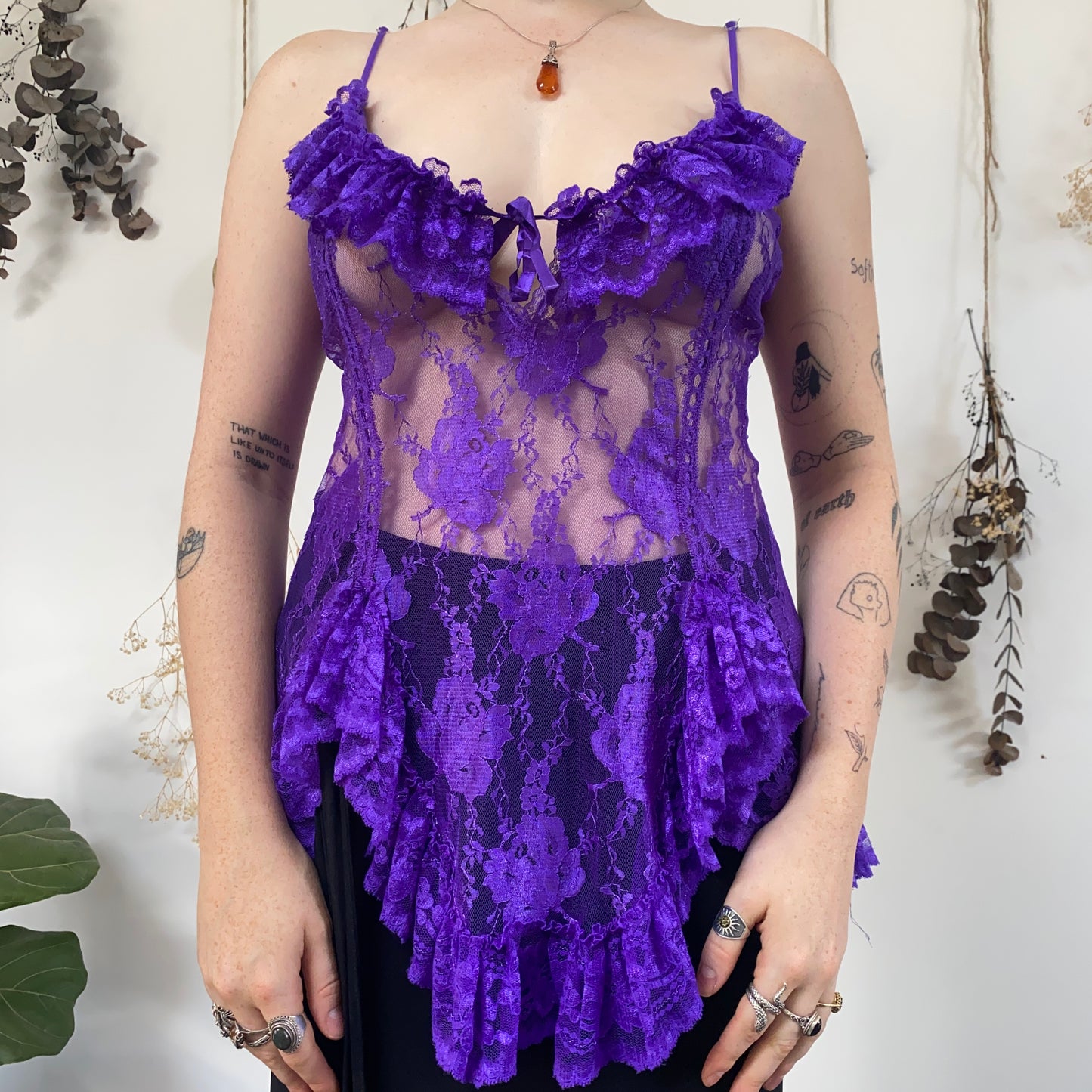 Purple lace top - size L
