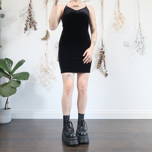 Black velvet mini dress - size S/M