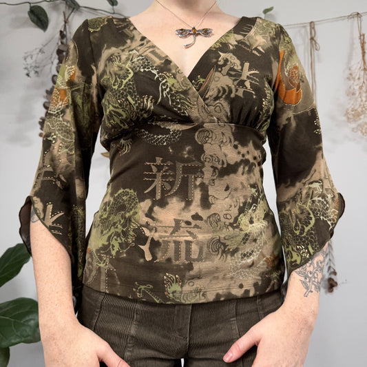 Khaki mesh top - size S/M