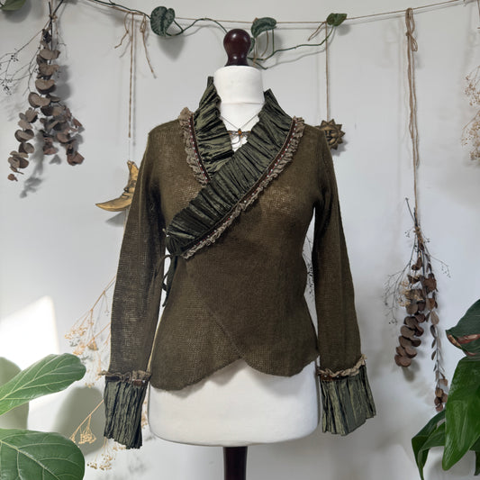 Green knit wrap top - size M/L