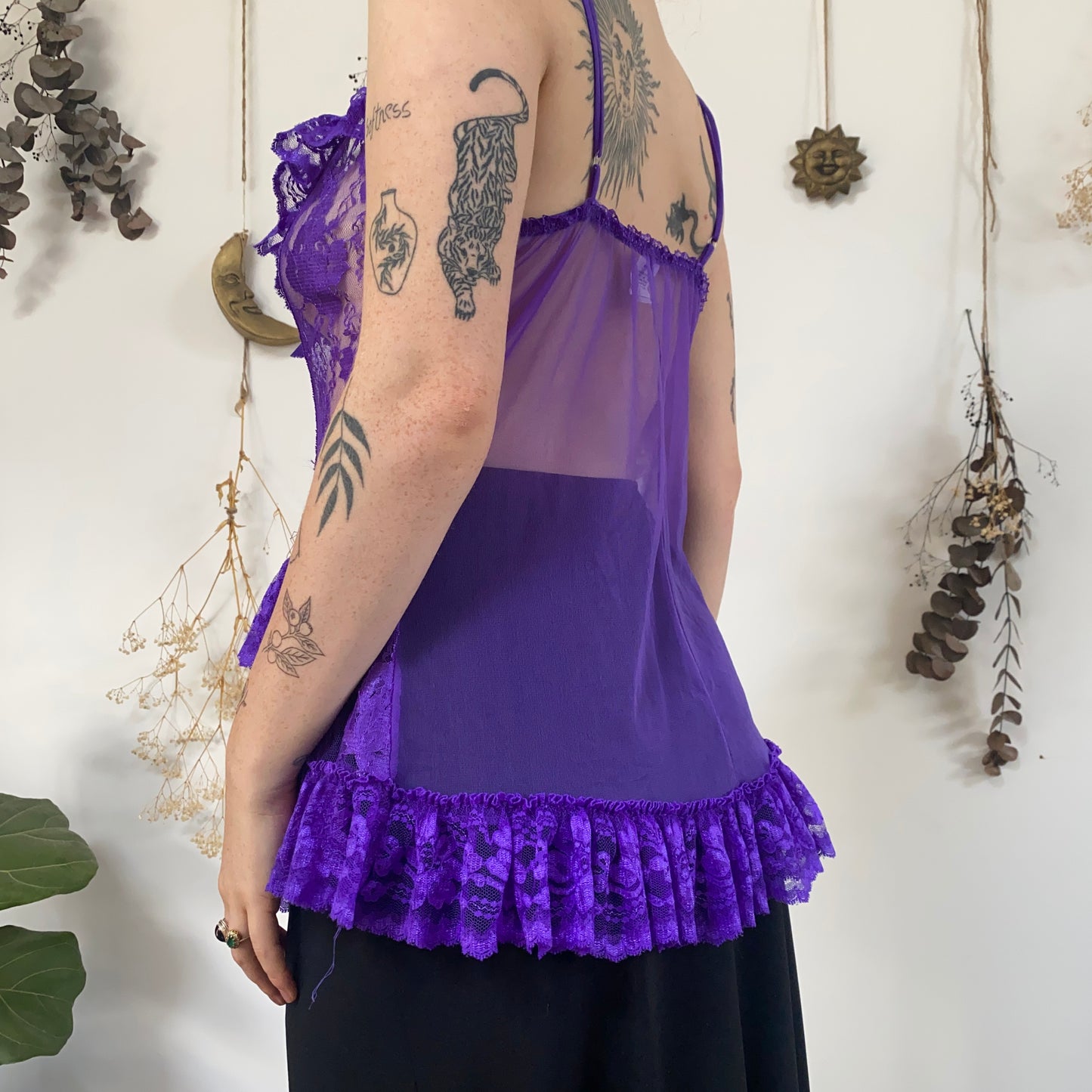 Purple lace top - size L