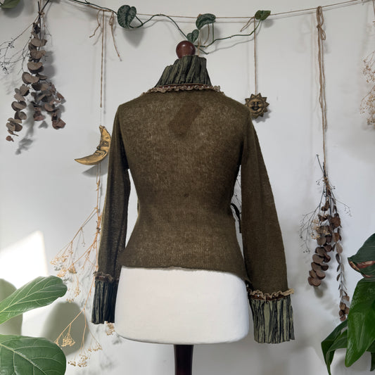 Green knit wrap top - size M/L