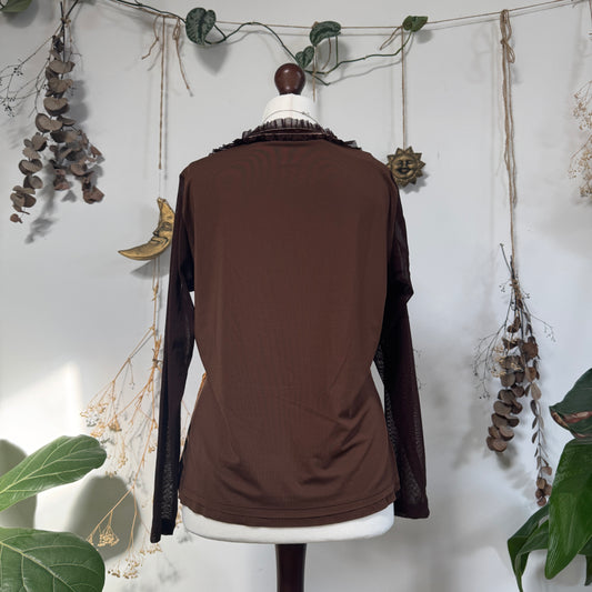 Brown whimsical top - size L/XL