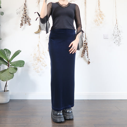 Midnight blue velvet skirt - size XS/S