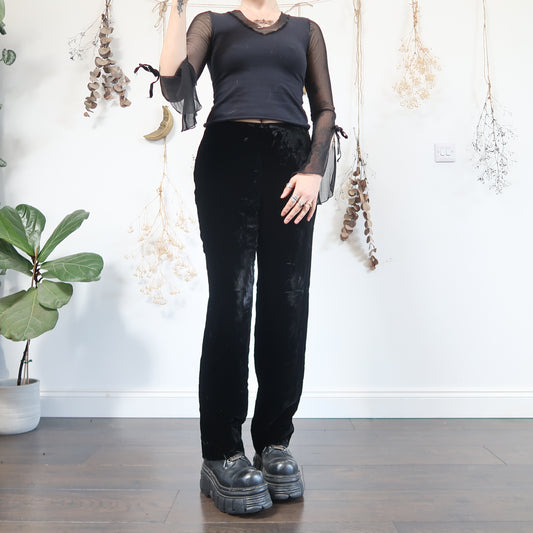 Black velvet trousers - size S/M