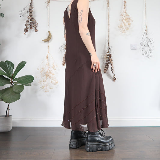 Brown beaded dress - size L/XL