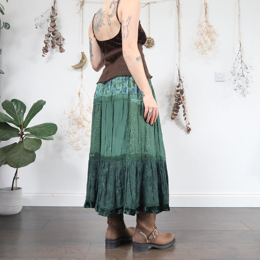 Teal tiered skirt - size S/M