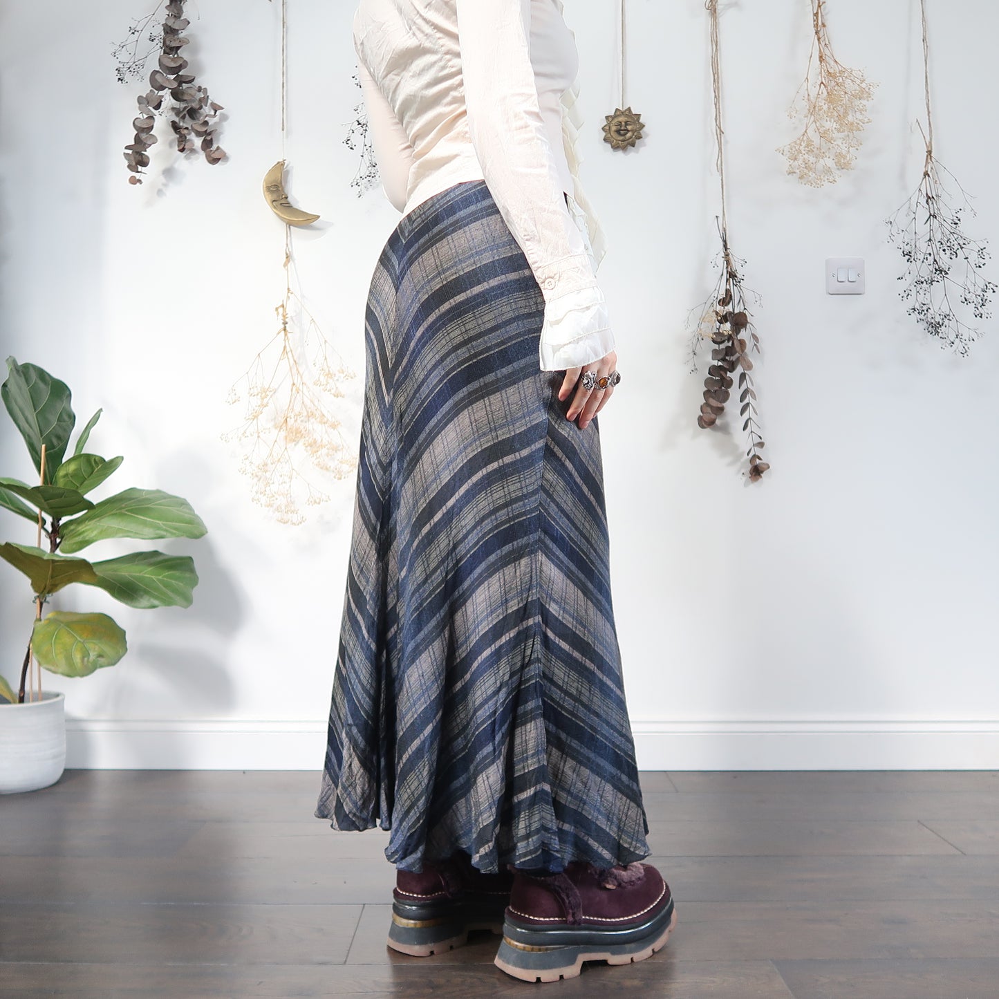 Stripe plaid skirt - size M