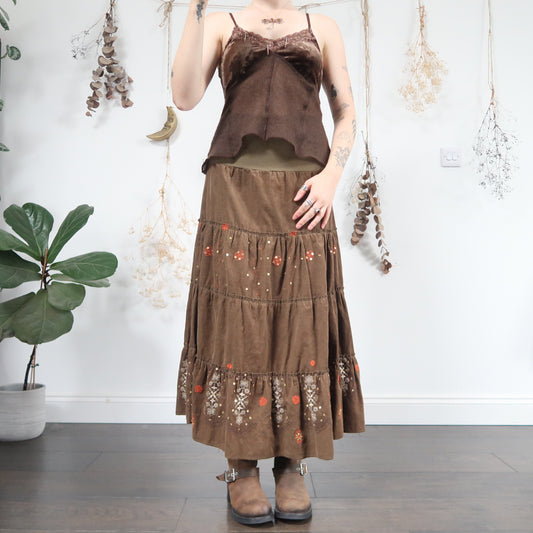 Cord tiered skirt - size S/M
