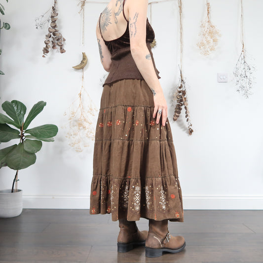 Cord tiered skirt - size S/M