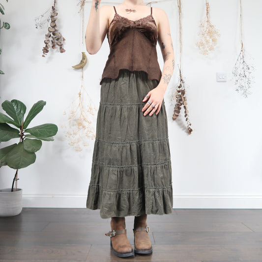 Green cord skirt - size S/M