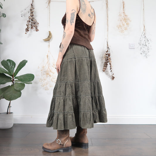 Green cord skirt - size S/M