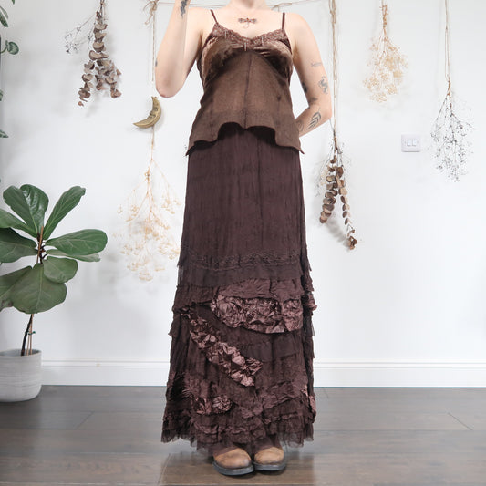 Brown mesh skirt - size L