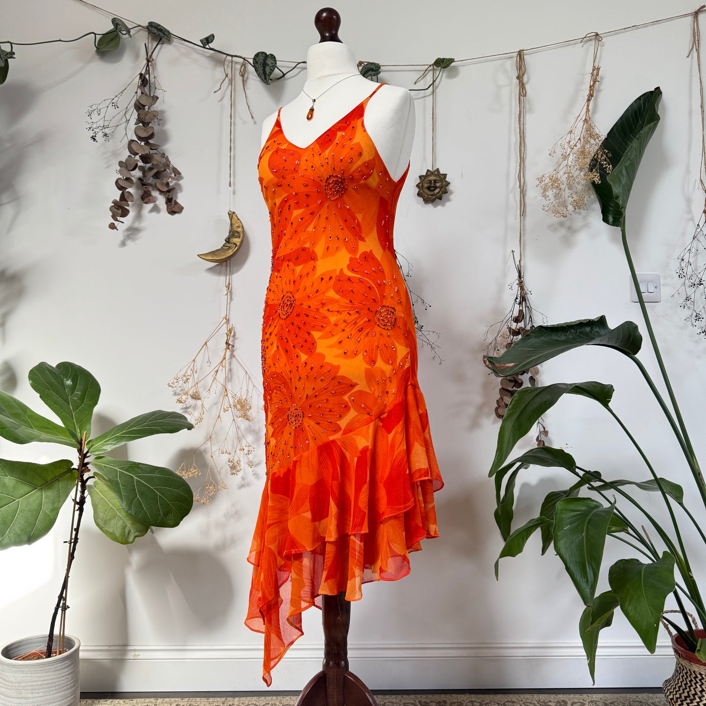 Orange floral dress - size M/L