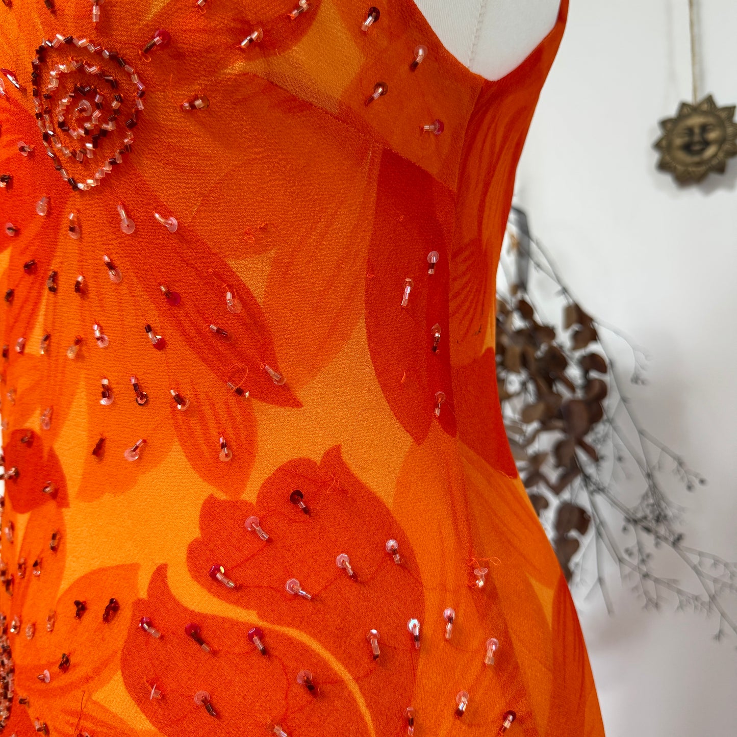 Orange floral dress - size M/L