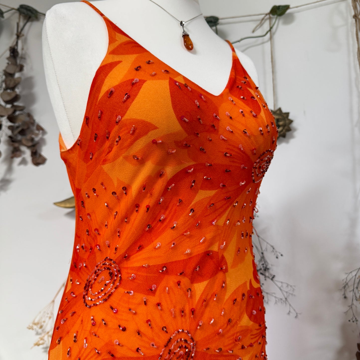 Orange floral dress - size M/L