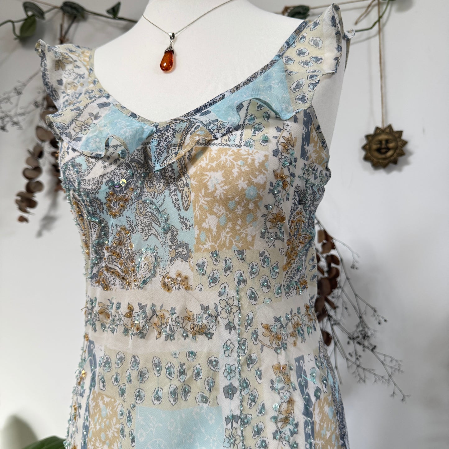 Blue floral dress - size M