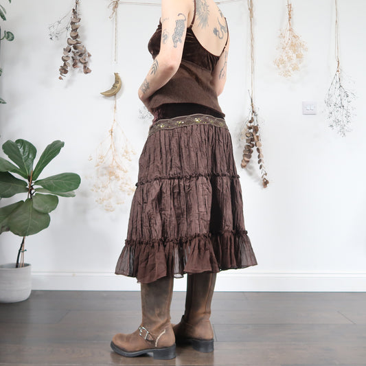 Brown tiered skirt - size L