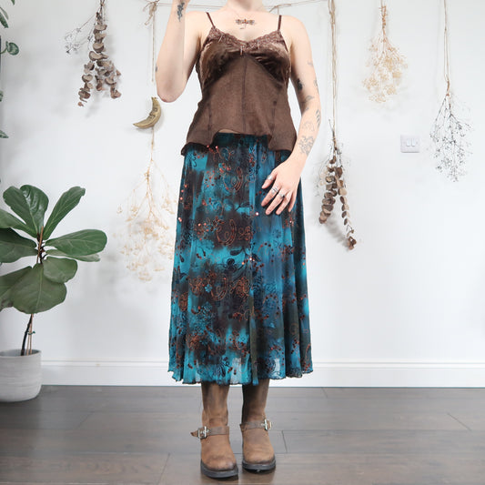 Brown blue skirt - size L