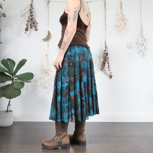 Brown blue skirt - size L