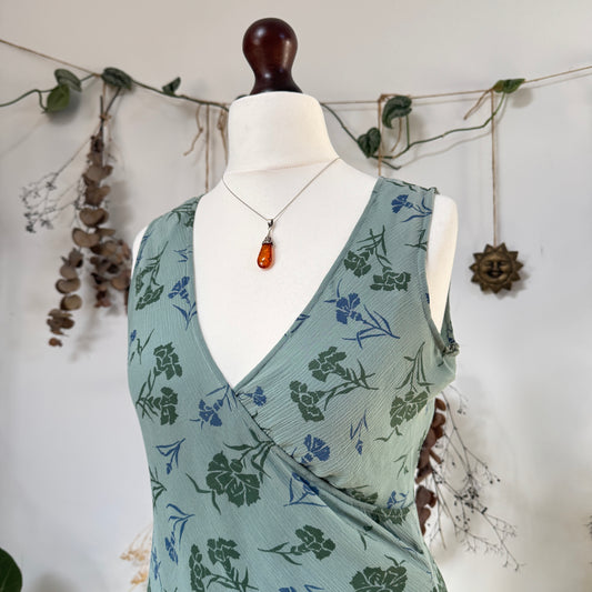 Blue silk dress - size M