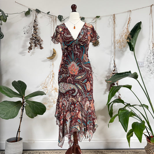 Brown paisley dress - size M